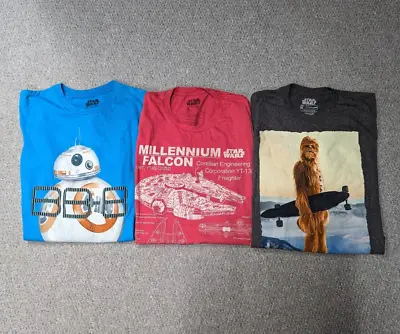 Buy STAR WARS Official Retro T-Shirt Tee 3pcs BB-8 Millennium Falcon Chewbacca - M • 24.75£