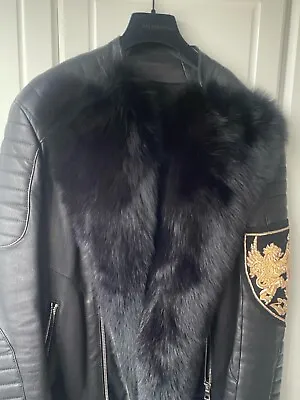 Buy Balmain Mens Leather Jacket With Fox Fur • 2,500£