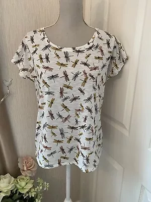 Buy Ladies M & S Per Una T - Shirt With Dragonfly Print Size 10 • 4.99£