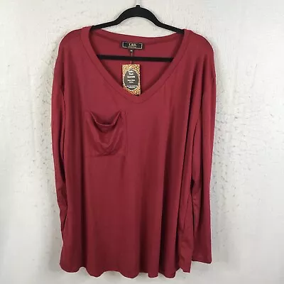 Buy Lucky & Blessed Top Women 3X Plus Size Burgundy Long Sleeve L&B Soft Casual NEW • 27.26£