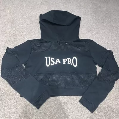 Buy USA Pro X Little Mix Crop Mesh Hoodie - Gym Workout Hooded Cropped Top Sz 8 • 14.99£