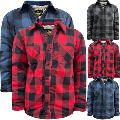 Buy Mens Padded Shirt Cotton Sherpa Fur Lined Lumberjack Flannel Warm Thick Jacket • 17.99£