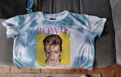 Buy David Bowie Cropped T Shirt Women Tie Dye Rare Rock Band Merch Tee Size Large • 12£