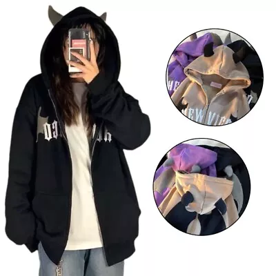 Buy Hoodies For Women Oversized Hooded Sweatshirts Devil Horns Long Sleeve Tops • 17.82£