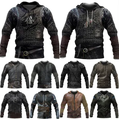 Buy 3D Print Medieval Armor Knights  Hoodie Top Sweatshirt Pullover Costume • 22.79£