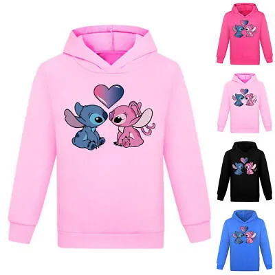 Buy Kids Lilo And Stitch Hoodies Tops Long Sleeve Winter Hooded Pullover Sweatshirt • 12.15£