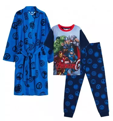 Buy New Marvel Avengers Pyjamas And Dressing Gown Set.7-8yrs. • 13.99£