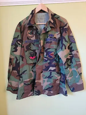 Buy Us Air Force Woodland Bdu Shirt - Med Short Multi Badged • 24.99£