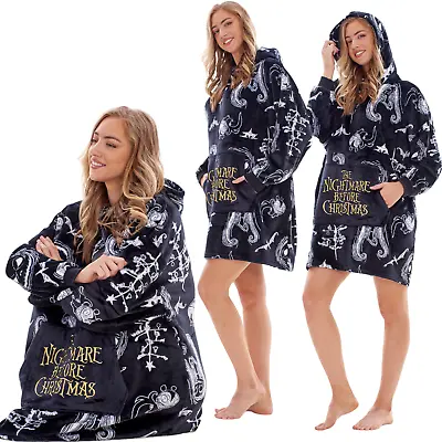 Buy Ladies Nightmare Before Xmas Plush Soft Warm Snuggle Fleece Hoodie - Ex Store • 19.99£