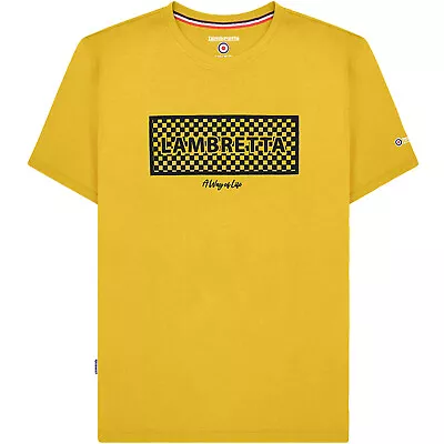 Buy Lambretta Mens Fashion Designer Checker Box Tee In Passion Fruit (Yellow) • 17.99£