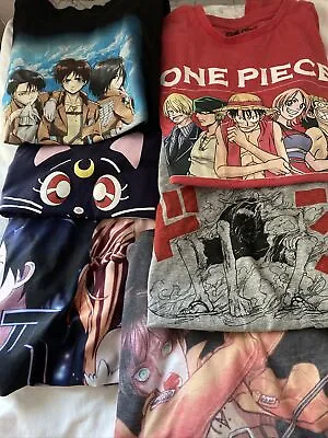 Buy Anime Bundle 6 T-shirts One Piece Attack On Titan Sailor Moon Sword Art Online • 45£