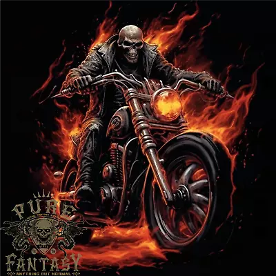 Buy Skull Biker Motorcycle Motorbike Grim Reaper 24 Mens T-Shirt 100% Cotton • 10.75£
