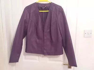 Buy Ladies Short Jacket Size 14 Leather Feel Purple • 5.75£