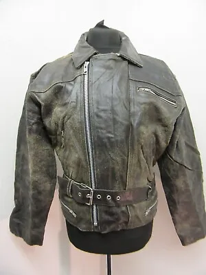 Buy Vintage 80's German Leather Motocycle Rawhide Rough Wear Jacket Size Uk40 • 49£