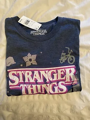 Buy Stranger Things T Shirt Large Blue Pink Netflix BNWT • 12.99£