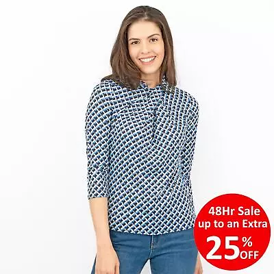 Buy Karen Millen Womens T-Shirt Blue Summer Holiday Workwear 3/4 Sleeve Logo • 11.96£