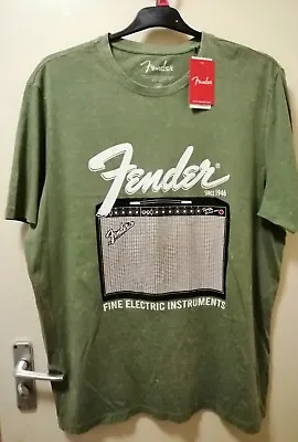 Buy Mens T-Shirts Fender Green Short Sleeves Size 2XL Chest 47-49in By Fender New! • 13.89£
