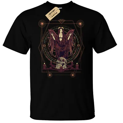 Buy Dark Angel T-Shirt Mens Gothic Satanic Skull Pentagram Witch Magic • 12.95£