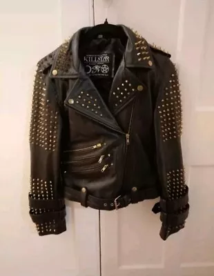 Buy KILLSTAR Handmade Leather Jacket Mens/Women's BLACK Spiked/Studded Size S • 249.99£