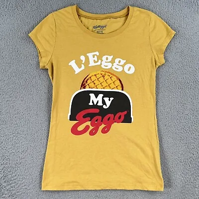 Buy L'Eggo My Eggo Shirt WOMENS Juniors Medium 7-9 Yellow Kelloggs Graphic Tee • 11.37£