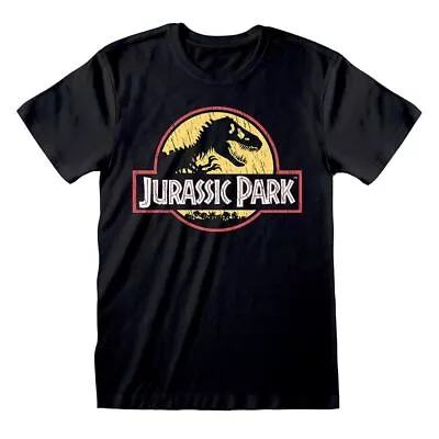 Buy Jurassic Park Distressed Original Logo Black T-Shirt - Dinosaur Movie Merch • 12.95£