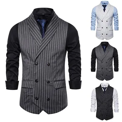Buy Slim Fit Buttoned Waistcoat Jacket For Men With Stylish Striped Design • 38.62£