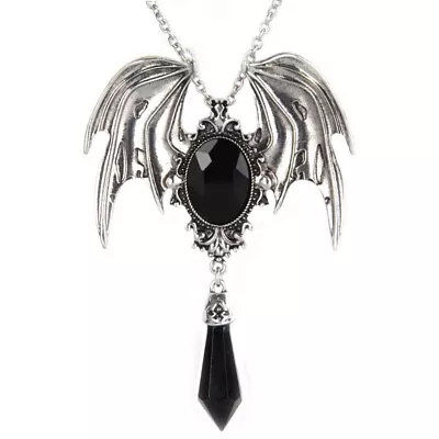 Buy Stunning Gothic Vampire Bat Necklace Black Teardrop Halloween Jewellery Gift • 6.99£