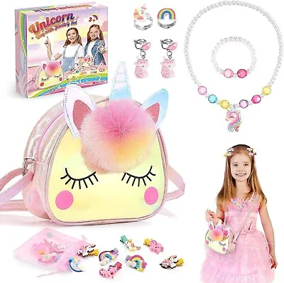 Buy Unicorn Gifts For Girls Age 3-8，Kids Jewellery Sets Unicorn Toys 4 5 6 Year O • 11.99£