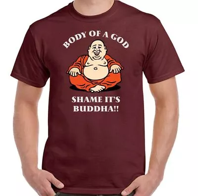 Buy Fat T-Shirt Body Of A God Shame It's Buddha Mens Funny Humor Overweight Fatist • 8.99£