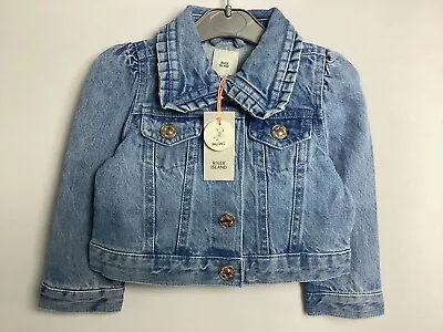 Buy River Island Mini Little Girls Denim Jacket Blue Age 9-12 Months  • 19.95£