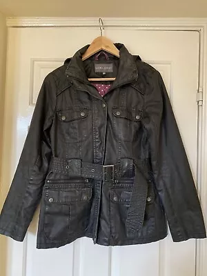 Buy Black Laura Ashley Faux Leather Hooded Jacket Size 8 • 10£