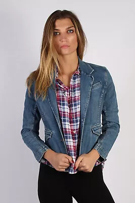 Buy Denim Jacket 90s Retro Trucker Womens Streetwear Workwear Rider Size M-DJ1290 • 18£