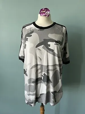 Buy Adidas Originals Grey Camp Camouflage T Shirt Size Large Embroidered Trefoil • 10.99£