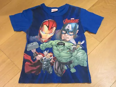 Buy Boys Marvel Avengers Blue Short Sleeve T Shirt Top, Age 6 Years • 0.99£