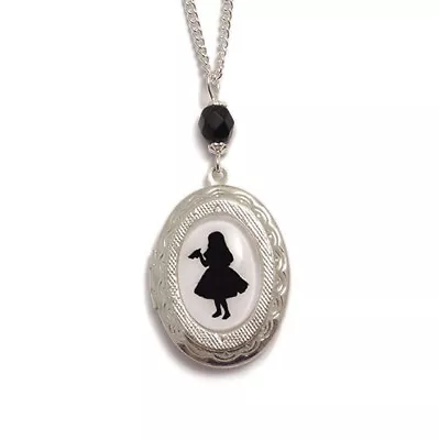 Buy Alice In Wonderland Necklace Locket DRINK ME Cameo Silver Victorian Gothic Goth • 22.99£