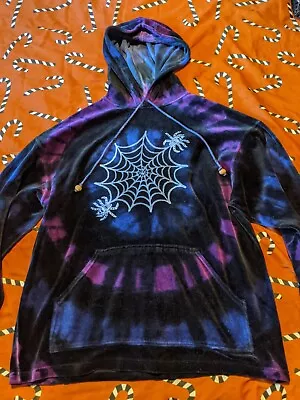 Buy RARE! Jordash Tie Dye Velvet Hoodie Spider Web Goth Witch Dark Faerie Festival  • 34£