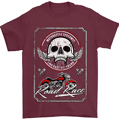 Buy Motorcycle Road Race Biker Motorbike Skull Mens T-Shirt 100% Cotton • 9.48£