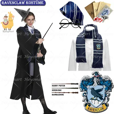 Buy Harry Potter Luna Lovegood Ravenclaw Robe Cloak Tie LED Magic Wand Scarf Costume • 5.60£