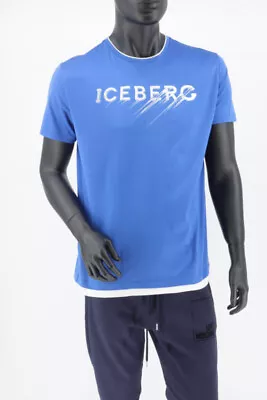 Buy Iceberg Men T-Shirt Extra Large Size Dark Blue With Printing With Hole • 61.19£