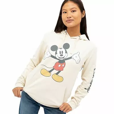 Buy Official Disney Ladies Mickey Mouse Open Arms Hoodie White S-XL • 24.99£