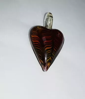 Buy Red & Black Stripy GLASS HEART Charm PENDANT Jewellery Making Necklace Gift K • 0.99£