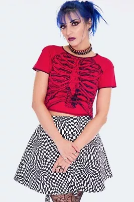 Buy Jawbreaker Rib Print Cropped T-shirt Tee Red Cotton S M L Xl Xxl Emo Style • 19.99£