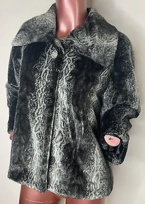Buy M&S Per Una Speziale Elegant Grey Black Animal Snake Faux Fur Jacket Sz M UK 12 • 12.50£