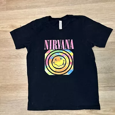 Buy Nirvana Psychedelic Smiley Face Kids Size XL Women’s Size Small Grunge Rock Tee • 10.81£