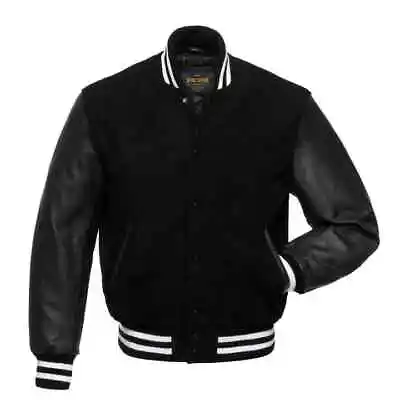 Buy Unisex Varsity Jacket Baseball Letterman Jackets Wool Body Leather Sleeves • 89.99£