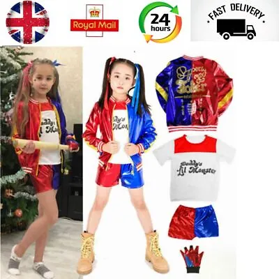 Buy Kids Girl Suicide Squad Harley Quinn Costume Fancy Dress Cosplay Christmas Party • 10.94£