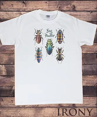 Buy Men's T-Shirts New Cotton Short Sleeve White Tee -  Bug Hunter  Print TS1249 • 14.99£