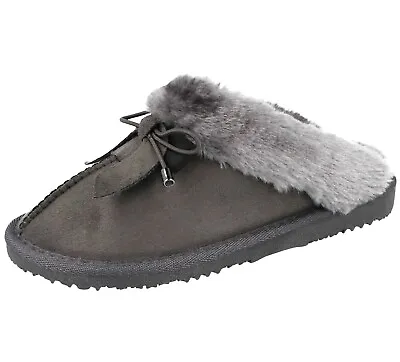 Buy Ladies Ella Shoes Memory Foam Faux Suede  Lined Slip On Mule Slippers *SALE* • 9.99£