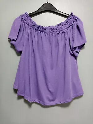 Buy New Look Purple Bardot/Off Shoulder Loose Fitting Short Sleeve Top Size 6 • 5.99£