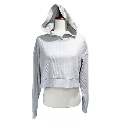 Buy Alo Muse Hoodie In Heathered Gray Small Women's Ribbed Athleisure Cropped Preppy • 55.88£